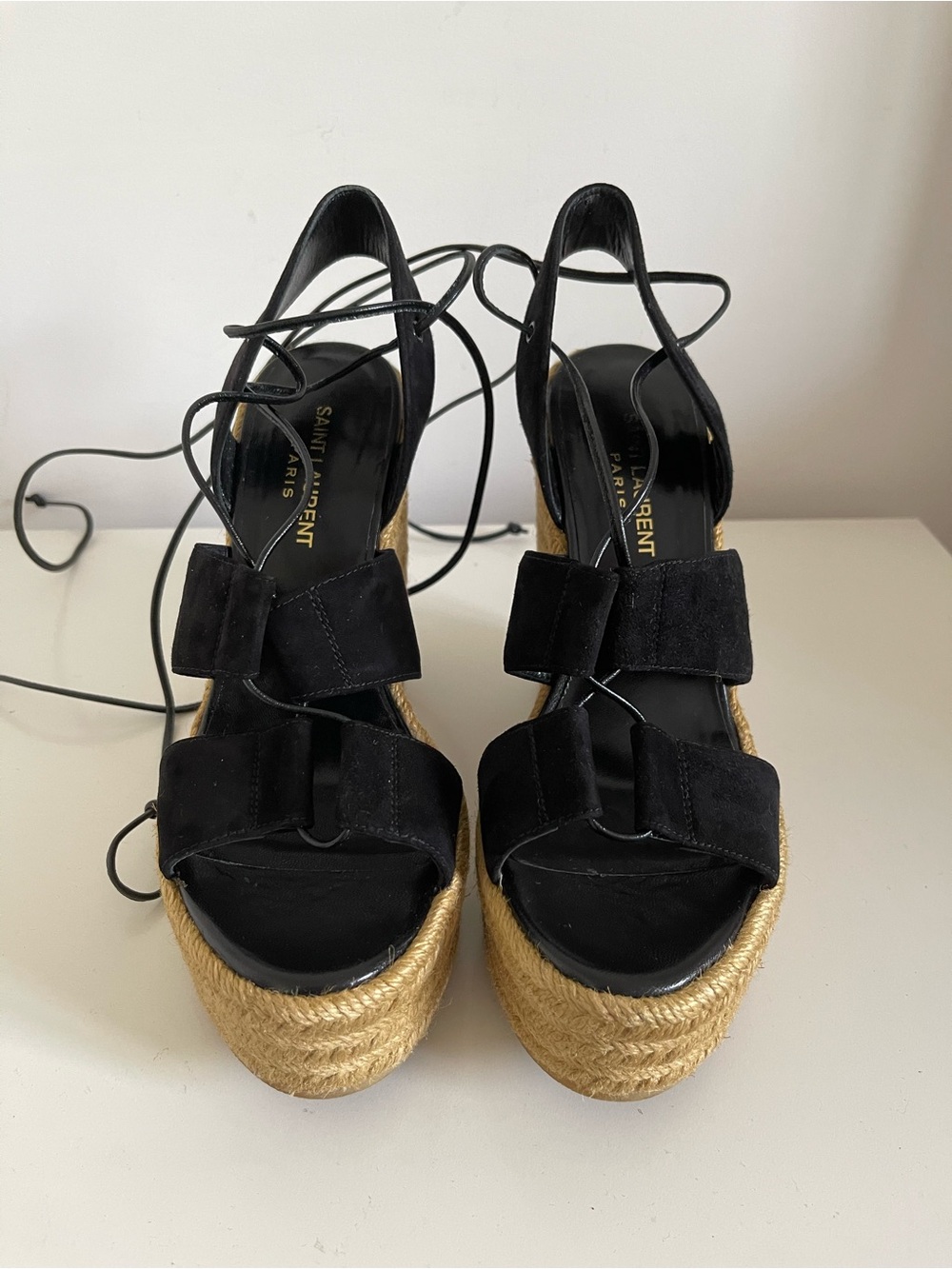 AUTHENTIC YSL SUEDE LACE UP WEDGES - Picture 6 of 15